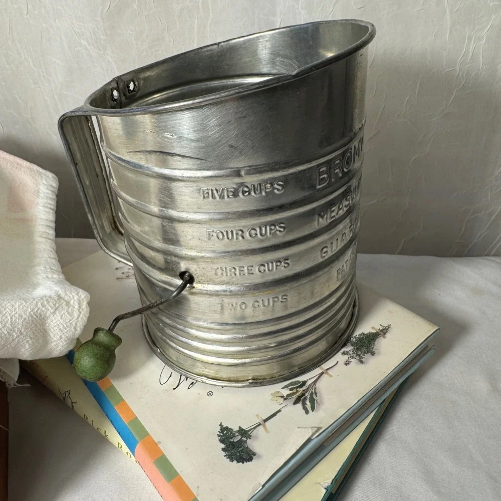 Bromwell Vintage‎ Baking Set Sifter Cookie Cutters Flour Sack Silver Farmhouse